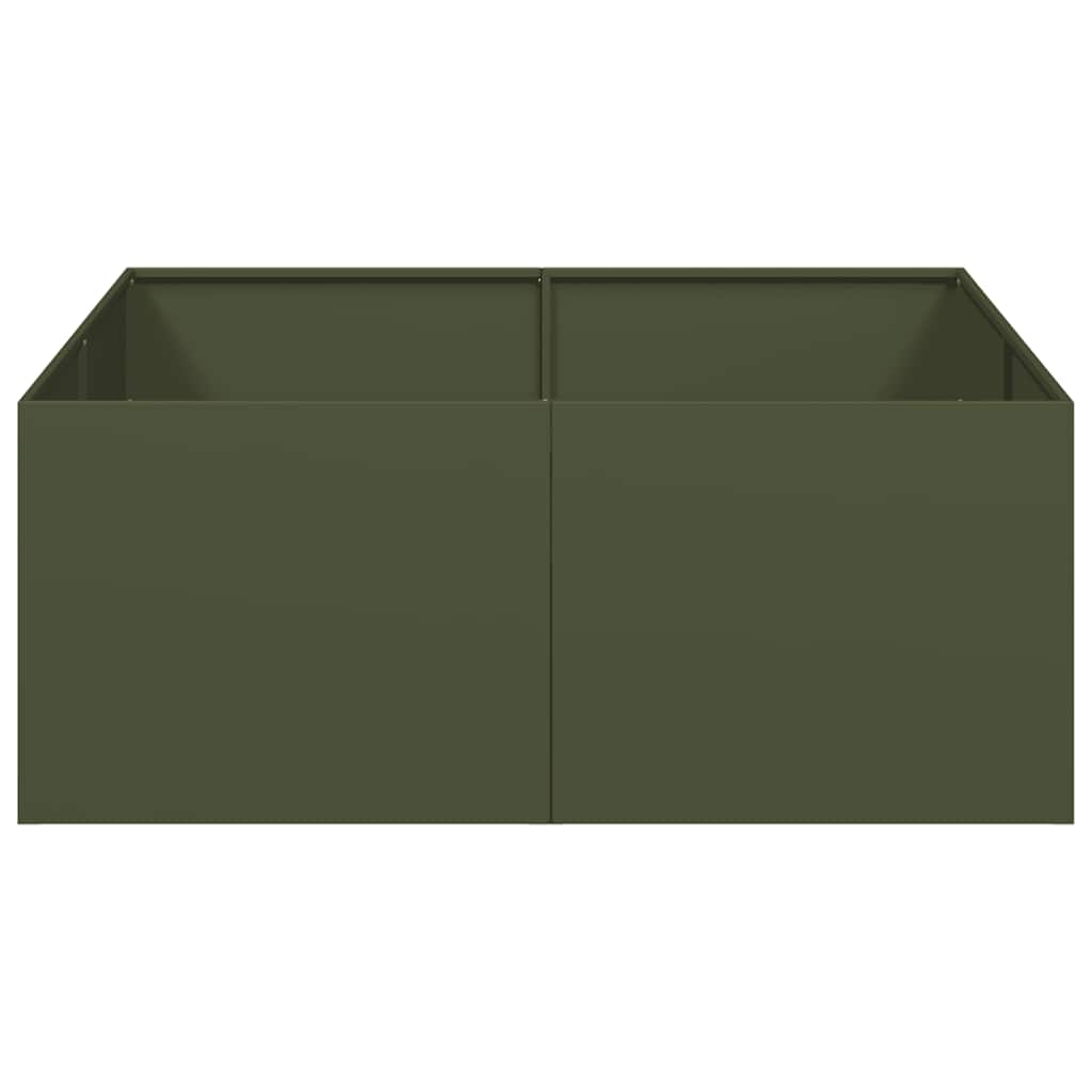 Planter Olive Green 100x100x40 cm Steel