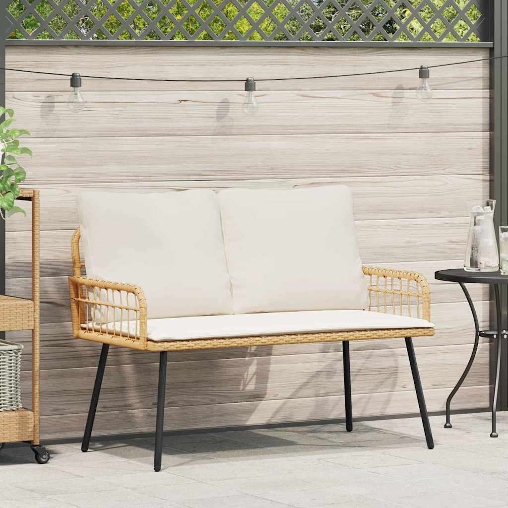 Garden Bench with Cushion Brown 114 x 64 x 78cm Metal