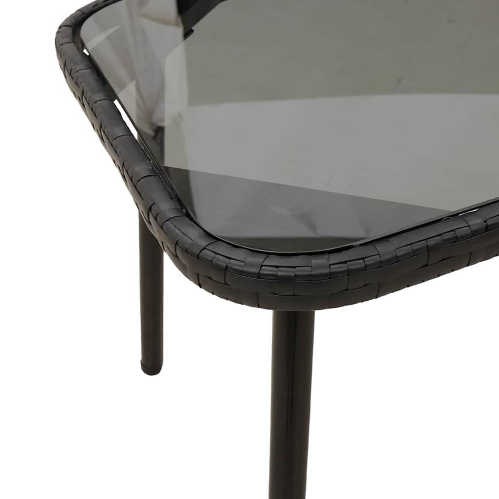 Coffee Table Black 90 x 45 x 43 cm Poly Rattan and glass