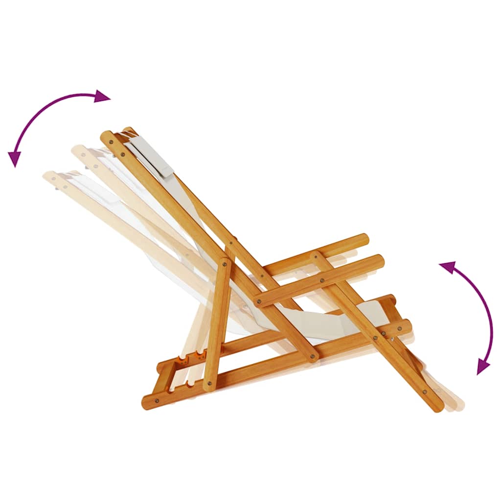 Folding Beach Chair with Armrests Taupe Acacia Wood & Textilene