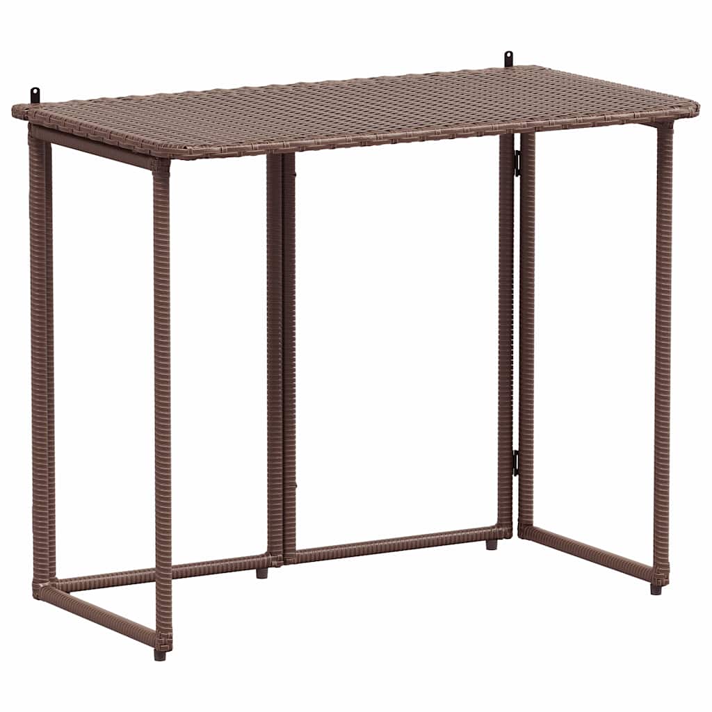 Folding Garden Table Brown 90x51x75 cm Poly Rattan