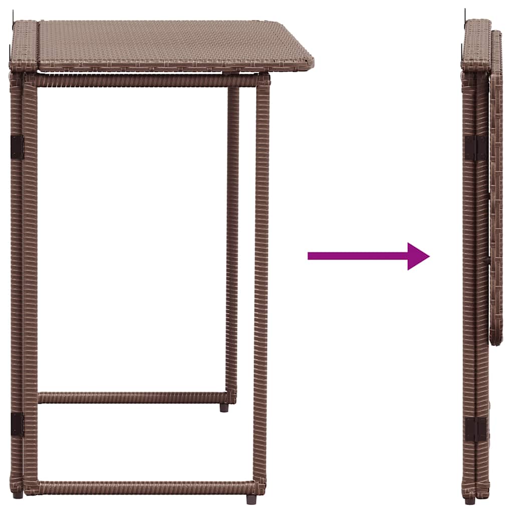 Folding Garden Table Brown 90x51x75 cm Poly Rattan