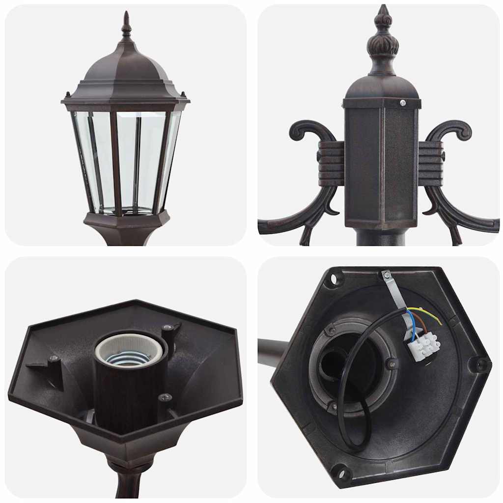 Garden Light Post Bronze Aluminium and Glass