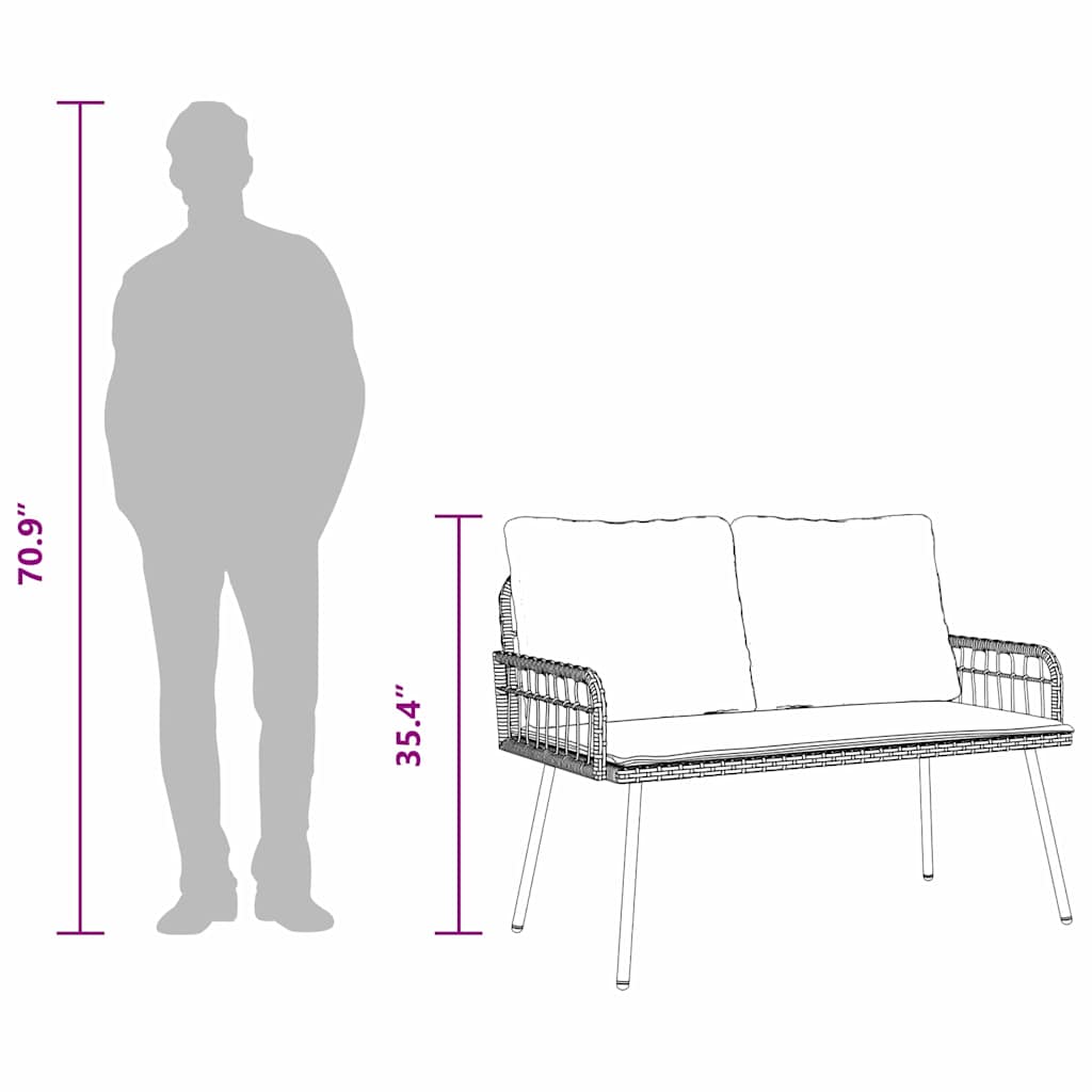 Garden Dining Set 2 pcs Natural Poly Rattan