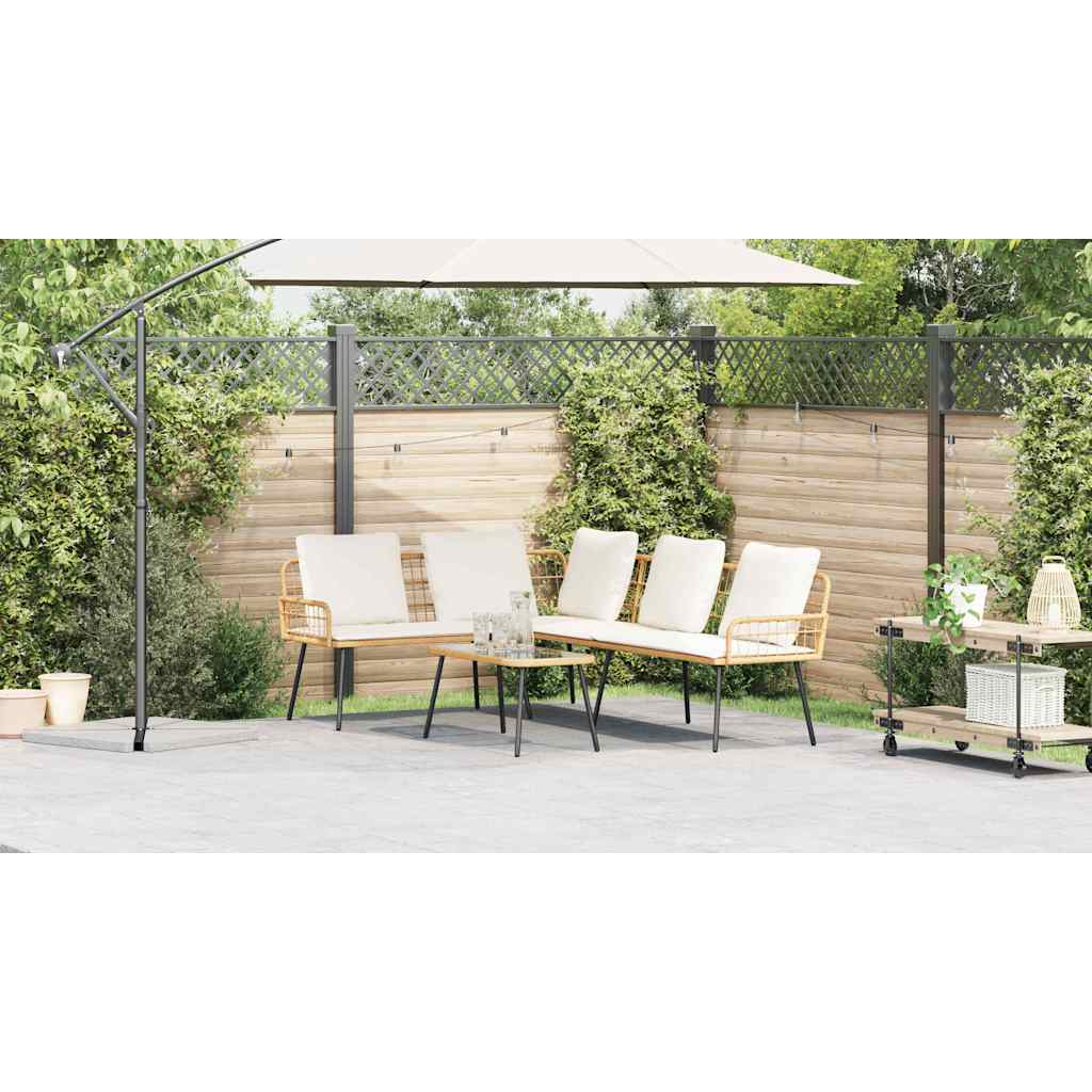 Garden Sofa Set 2 pcs Natural Poly Rattan