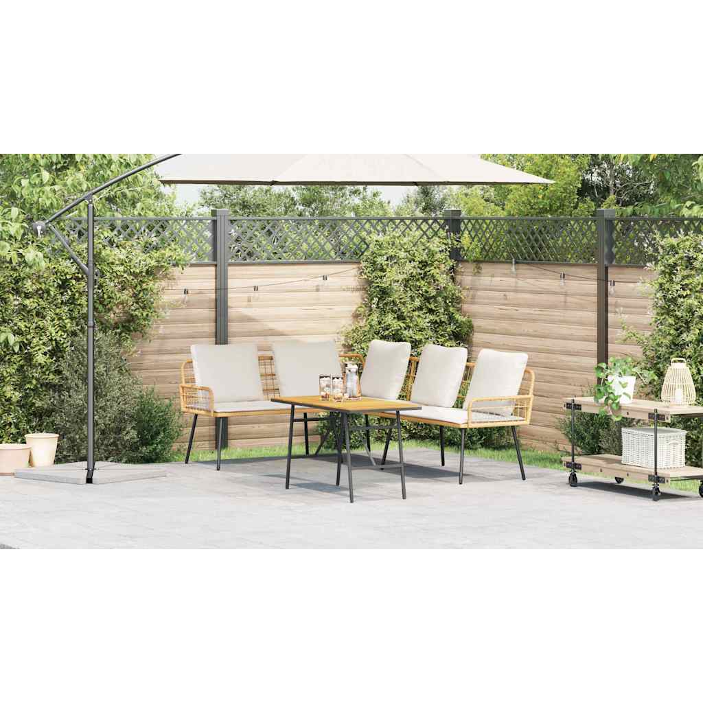 Garden Sofa Set 2 pcs Natural Poly Rattan