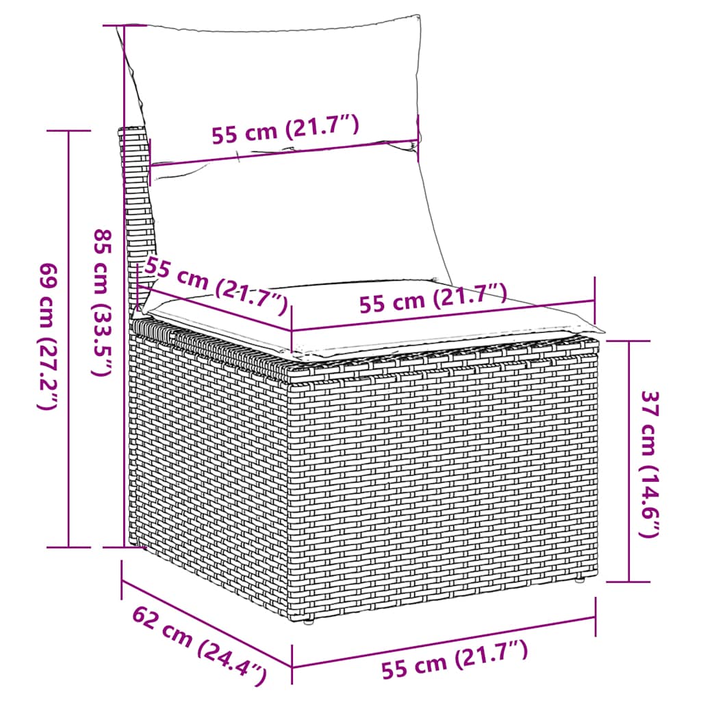 2 Piece Garden Sofa Set with Cushions Brown Poly Rattan Acacia
