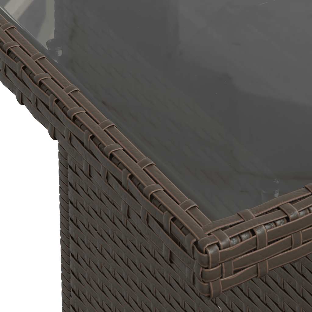 5 Piece Garden Sofa Set with Cushions Brown Poly Rattan Acacia