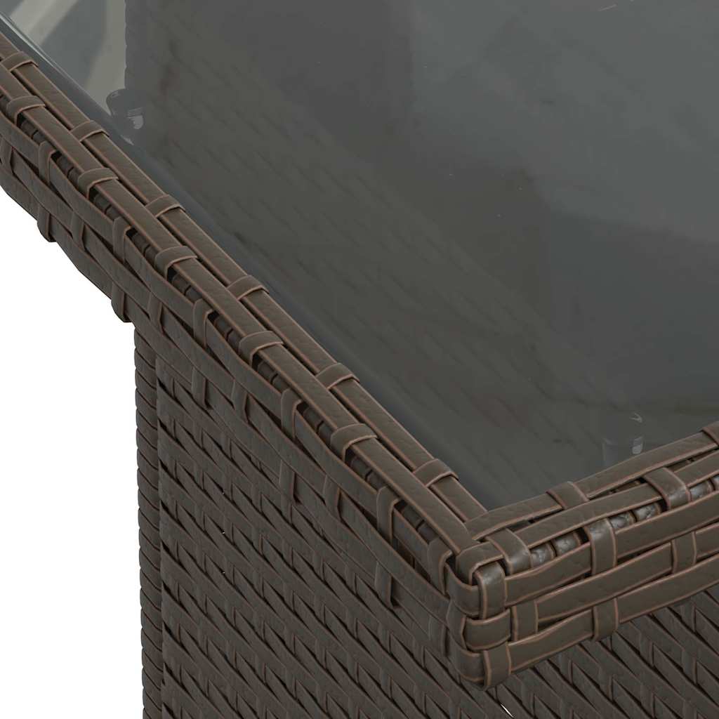 9 Piece Garden Sofa Set with Cushions Brown Poly Rattan Acacia