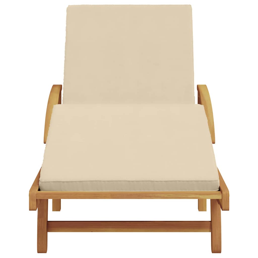 Sun Lounger Reclining Beige 200 x 67 x 84 cm Solid Acacia Wood