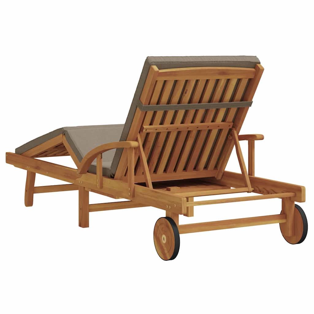 Sun Lounger Reclining Taupe 200 x 67 x 84cm Solid Acacia wood