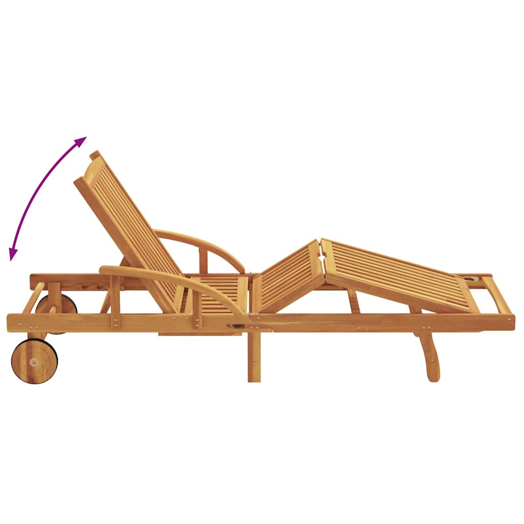 Sun Lounger Reclining Taupe 200 x 67 x 84cm Solid Acacia wood