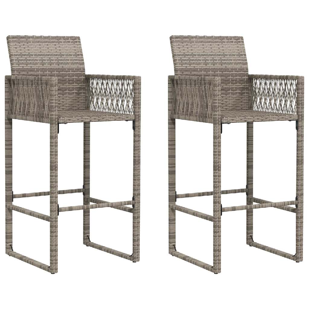 3 Piece Garden Bar Set without Cushions Grey Poly Rattan Acacia