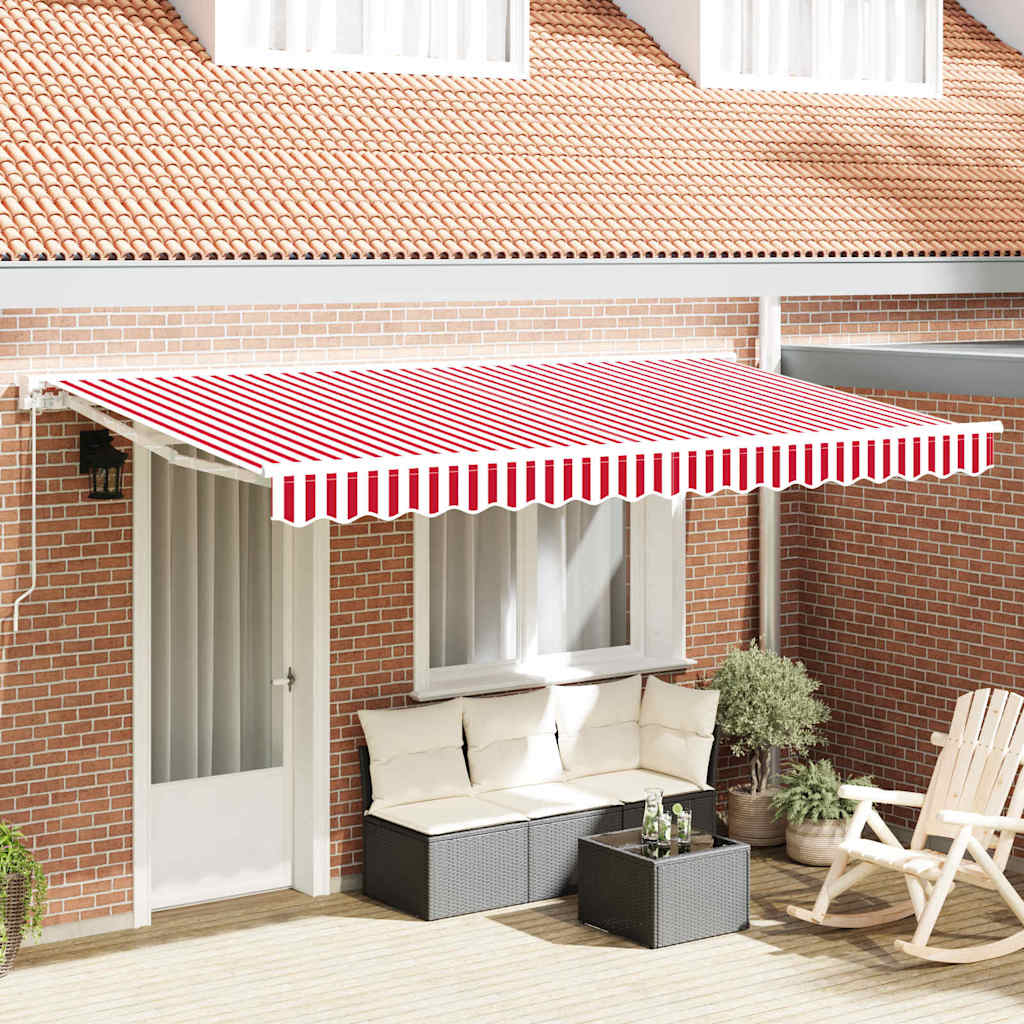 Awning Replacement Fabric Red and White 380 x 195 cm Polyester