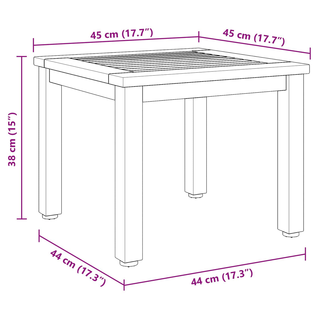 Outdoor Tables Natural and grey 45 x 45 x 38 cm