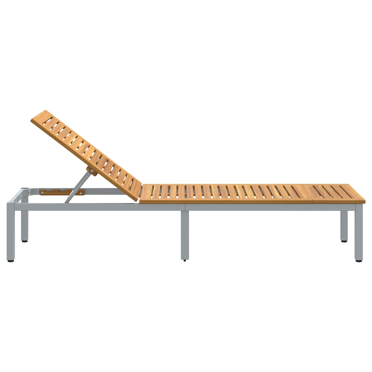 Sun lounger Reclining Grey 200 x 55 x 35 cm Solid Acacia Wood