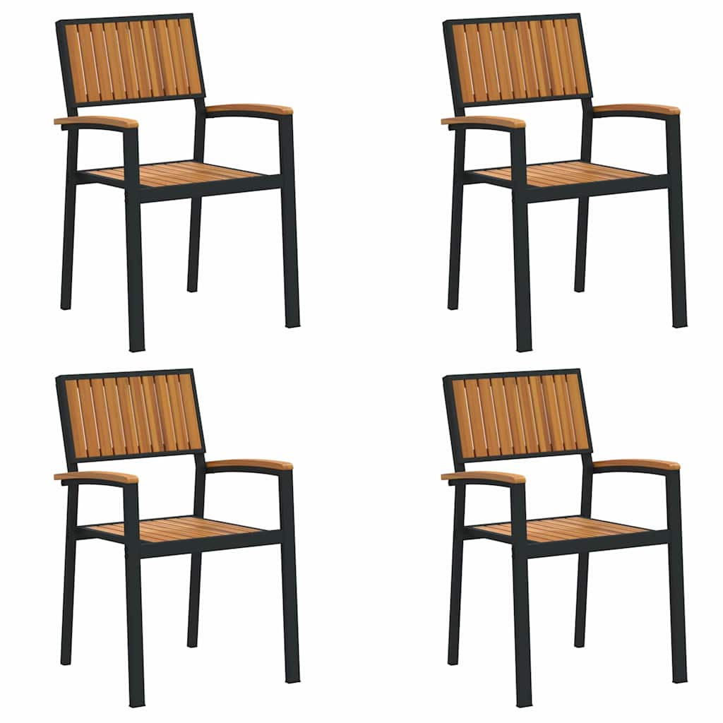 Stacking Chair 4 pcs Brown 56 x 57 x 87 cm Solid Acacia Wood