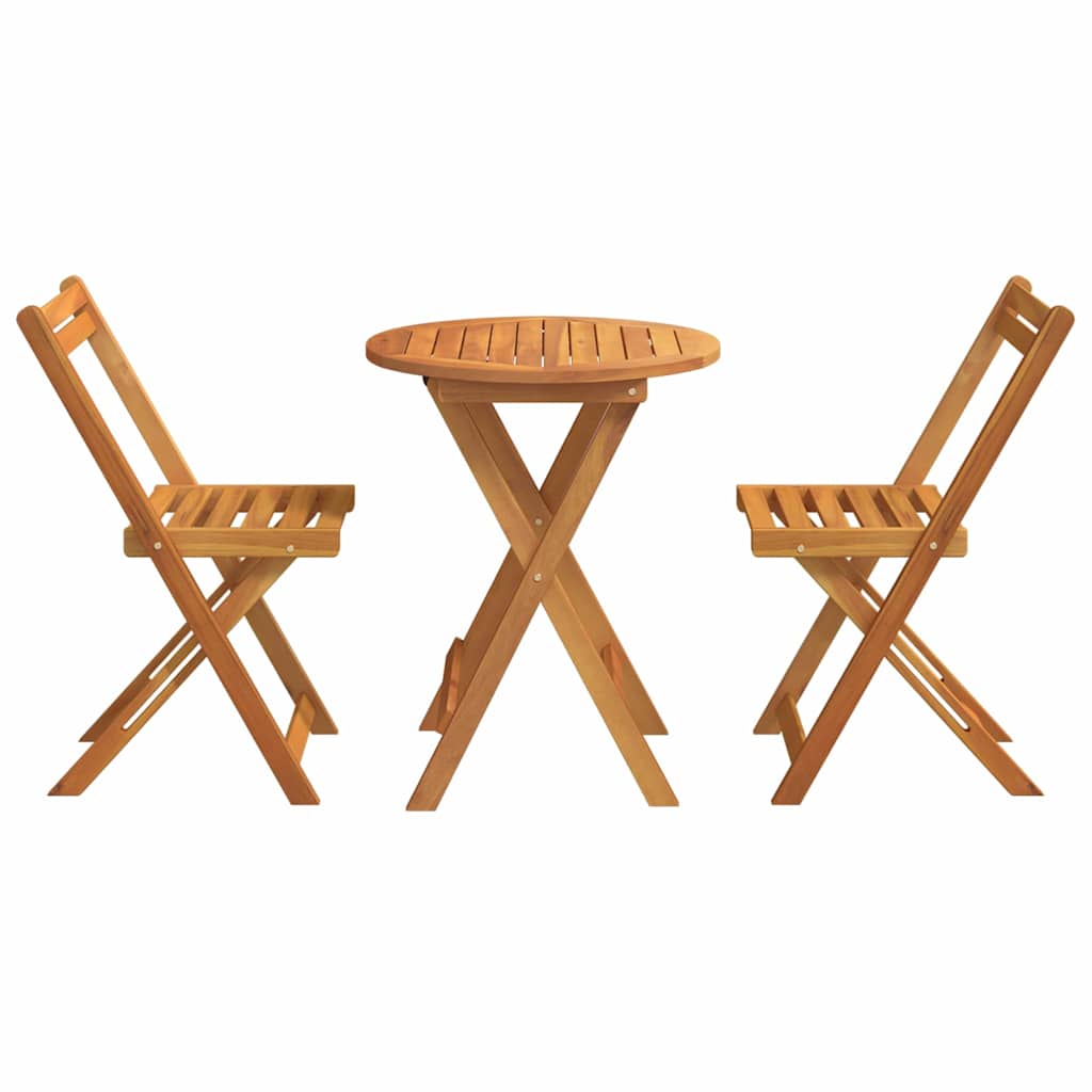Garden Bistro Set with Cushion 3 pcs Brown Solid acacia wood