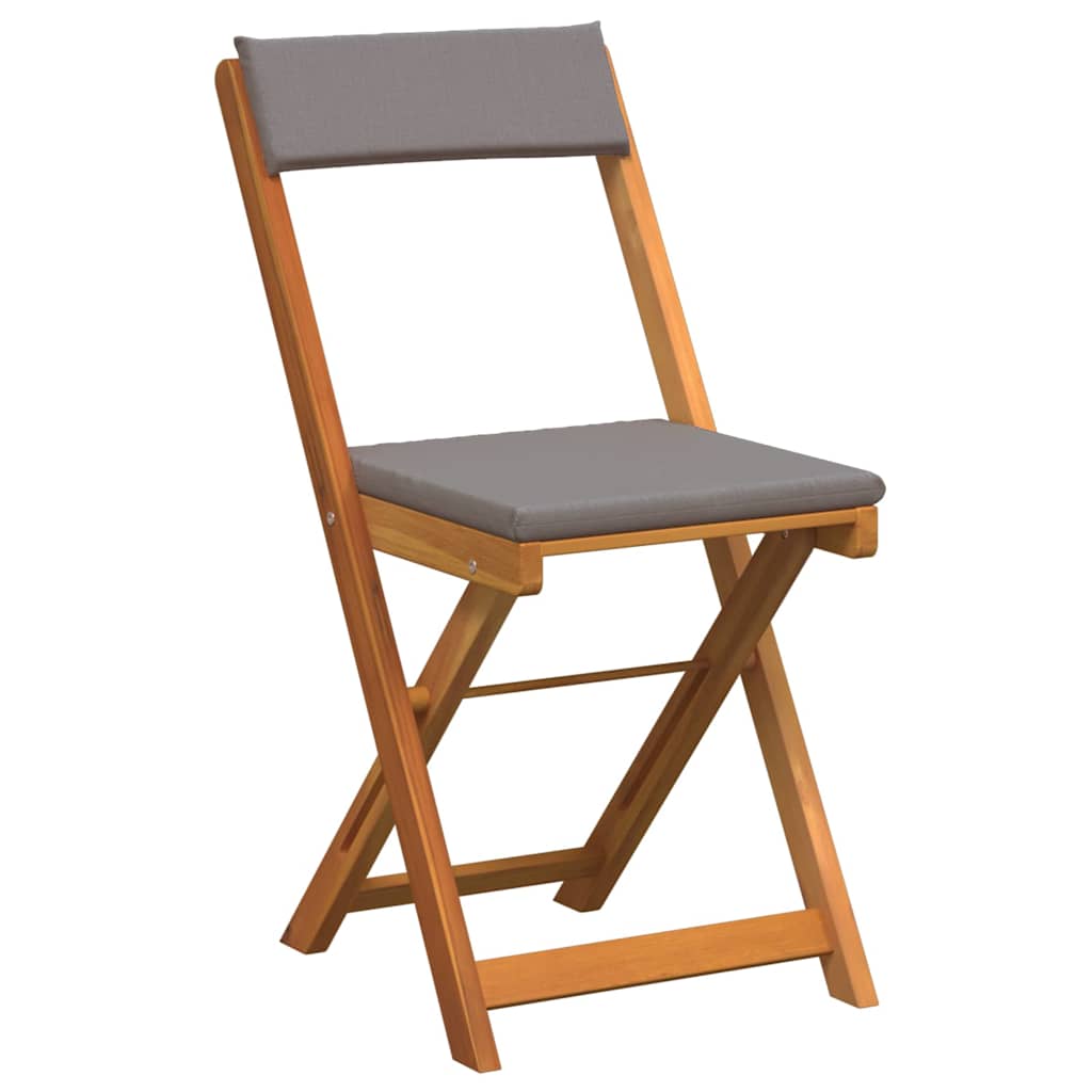 Garden Bistro Set with Cushion 3 pcs Brown Solid acacia wood