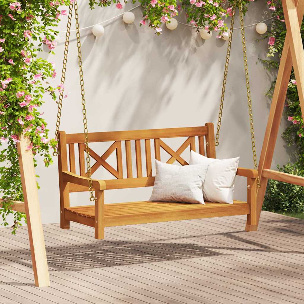 Garden Swing Bench Brown 119 x 35 x 47cm Solid Acacia wood