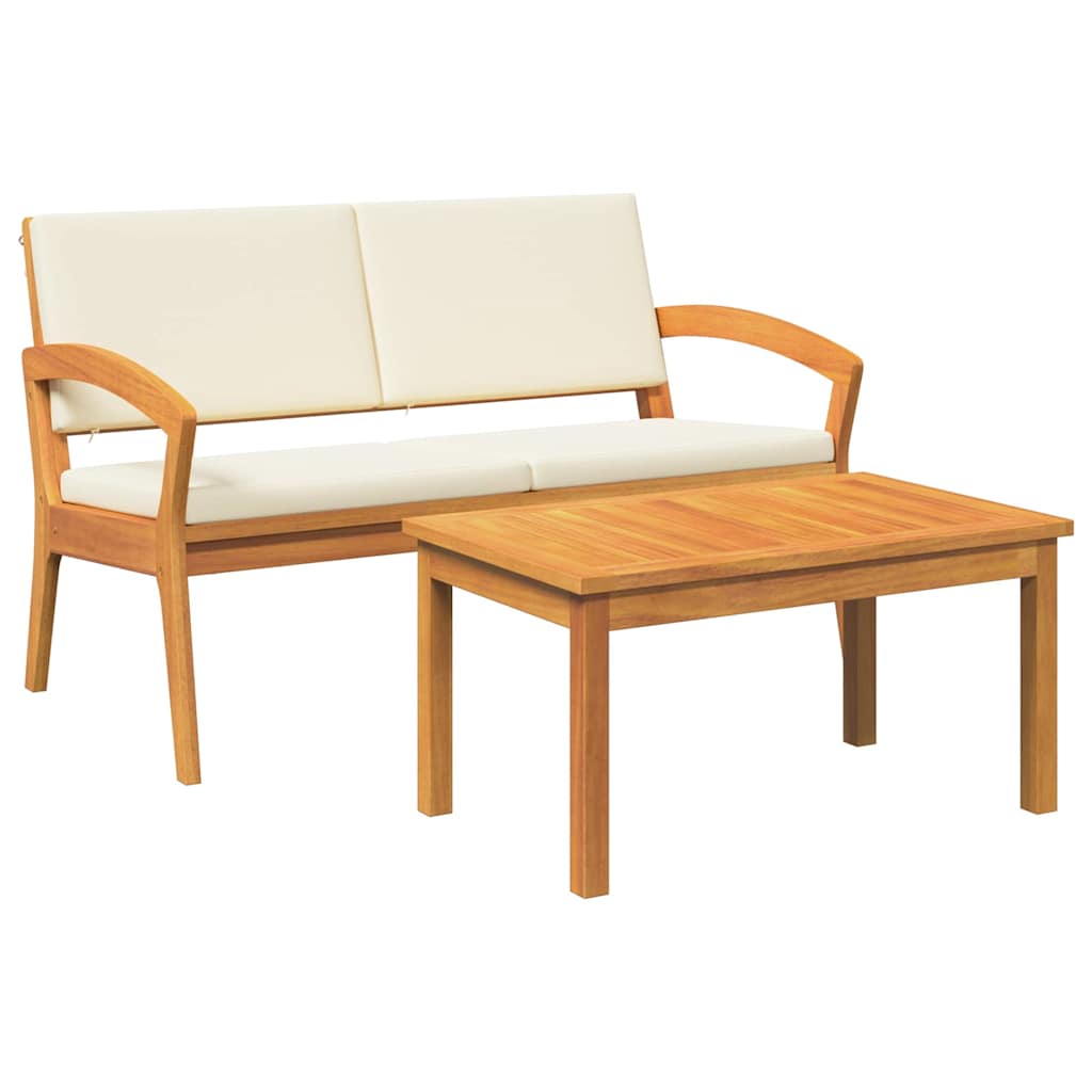 Bistro Set with Cushion 2 pcs Brown Solid Acacia wood