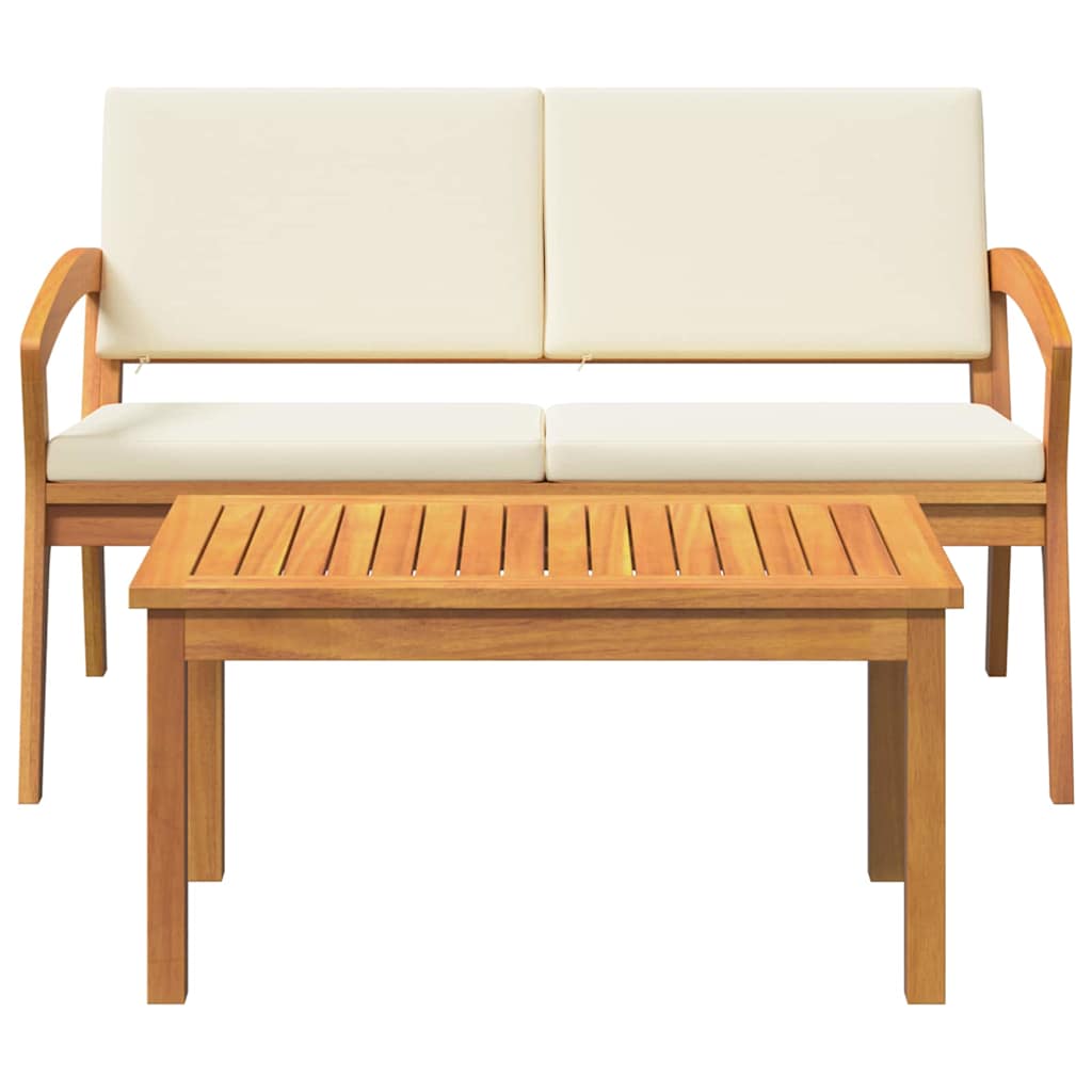 Bistro Set with Cushion 2 pcs Brown Solid Acacia wood