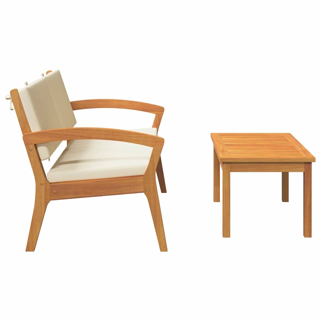 Bistro Set with Cushion 2 pcs Brown Solid Acacia wood