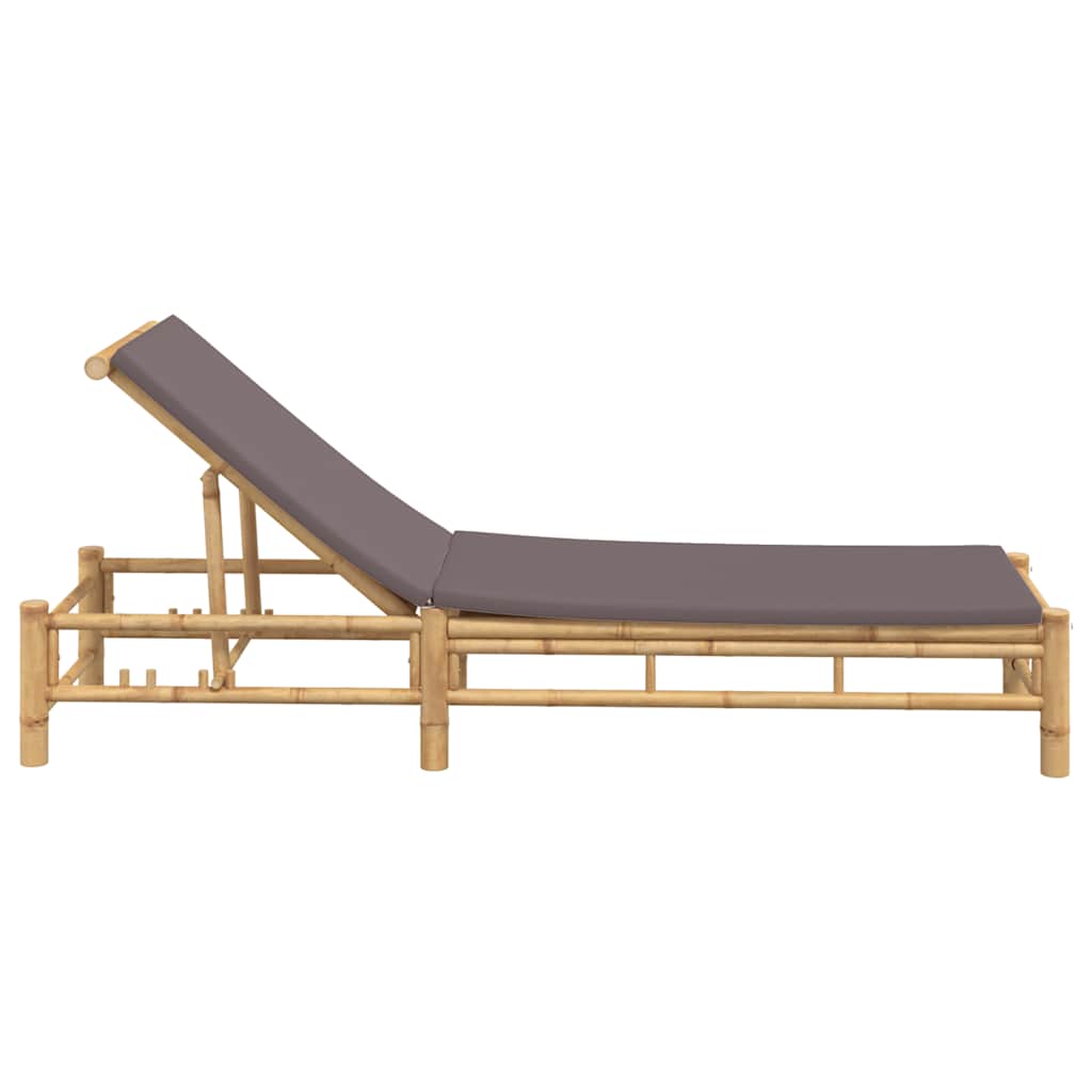 Sun Lounger with Cushions 55x199x30 cm Bamboo