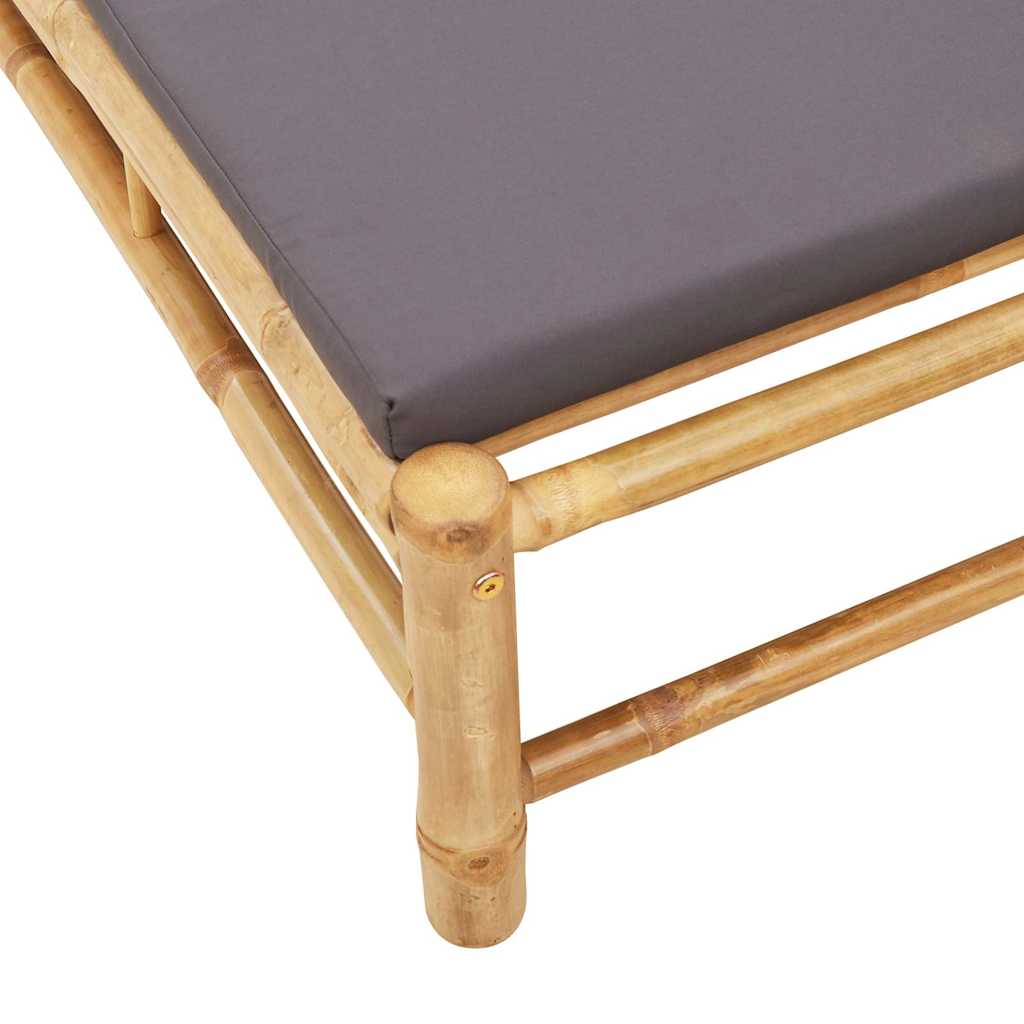 Sun Lounger with Cushions 55x199x30 cm Bamboo