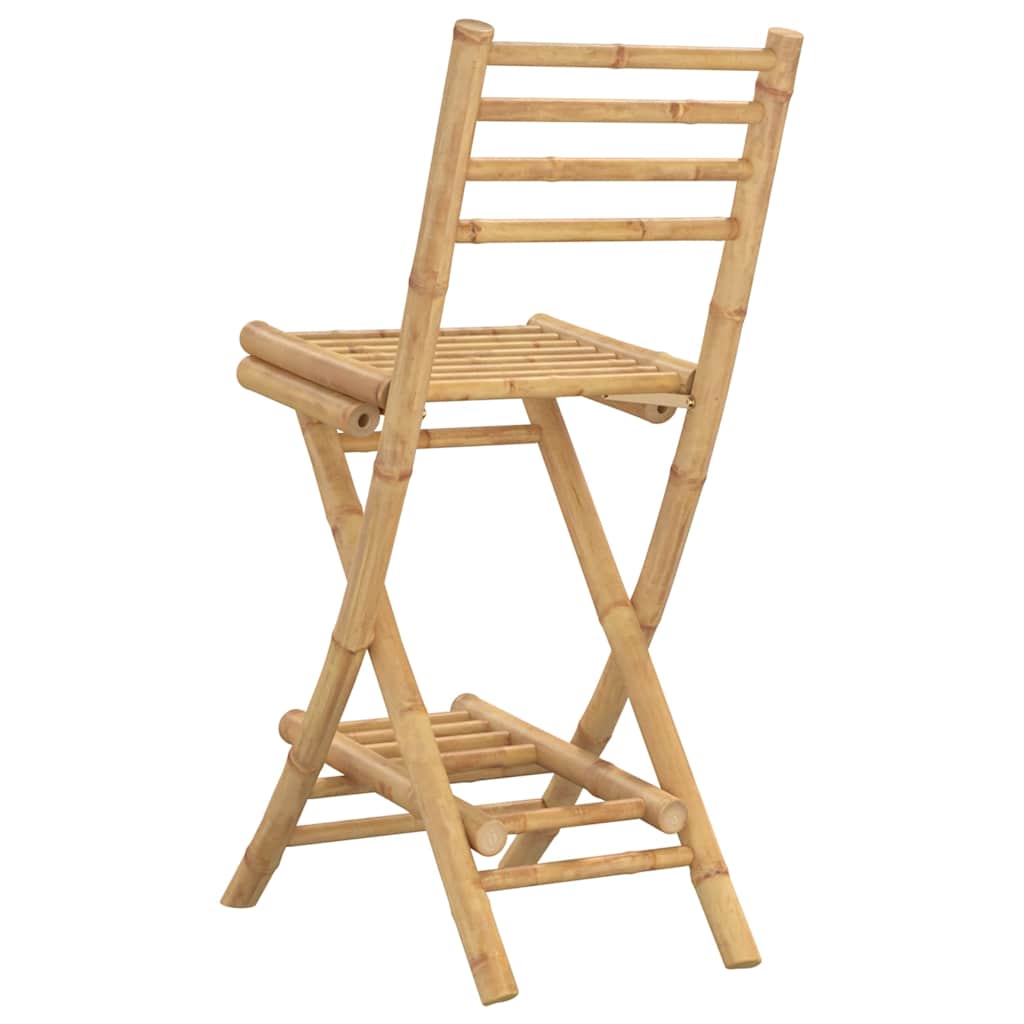 Outdoor Bar Stools with Footrests 2 pcs Foldable Bamboo