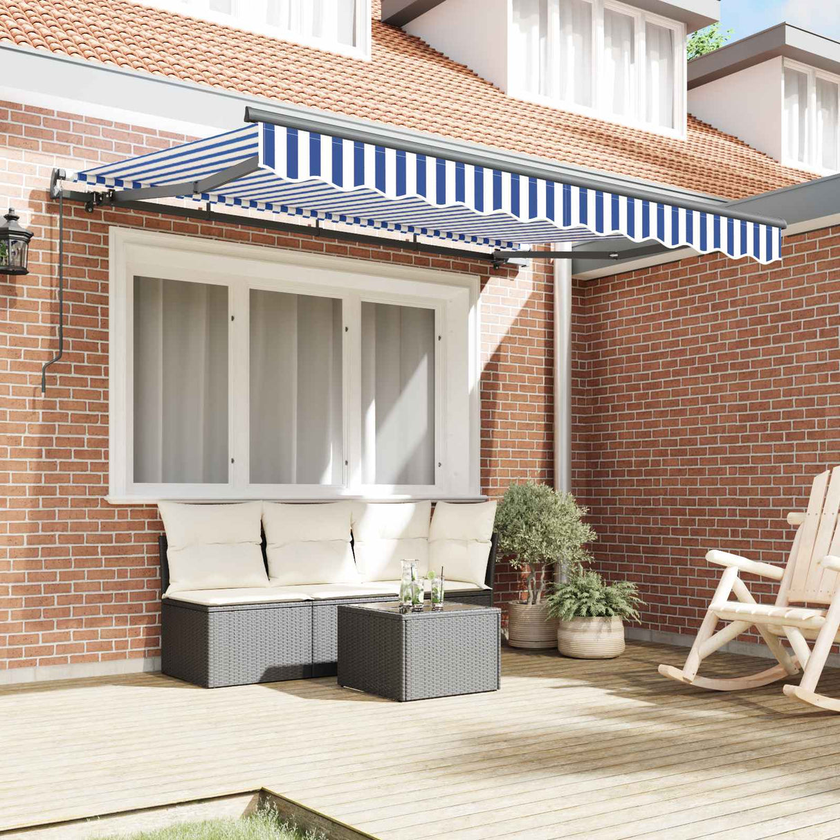Retractable Awning Manual Blue 300 x 200 cm Fabric