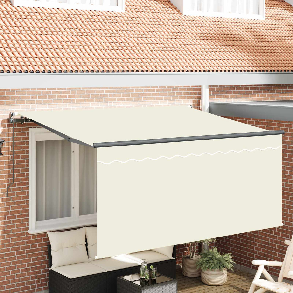 Retractable Awning Cream 300 x 200 cm Polyester and Aluminium