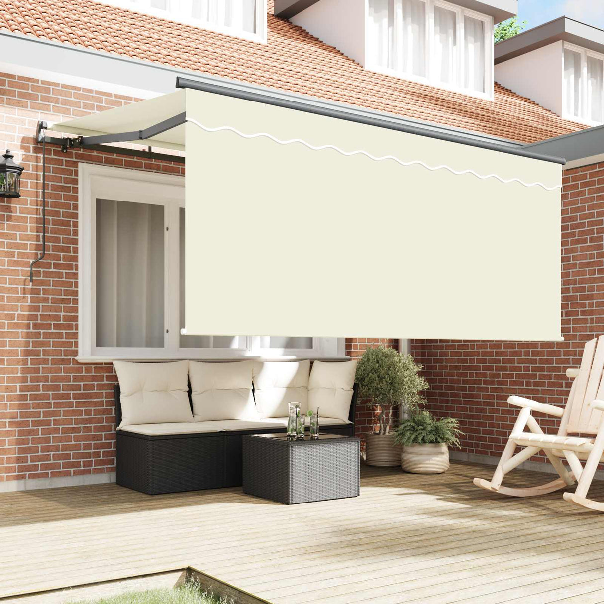 Retractable Awning Cream 300 x 200 cm Polyester and Aluminium