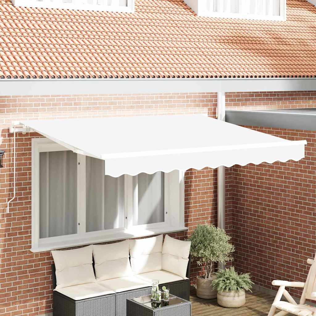 Retractable Awning White 350 x 200 cm Polyester and Aluminium