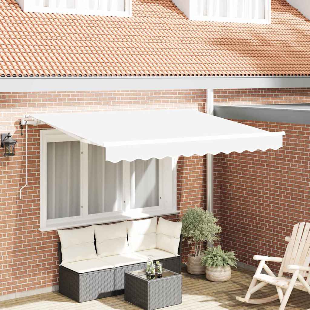 Retractable Awning White 350 x 200 cm Polyester and Aluminium