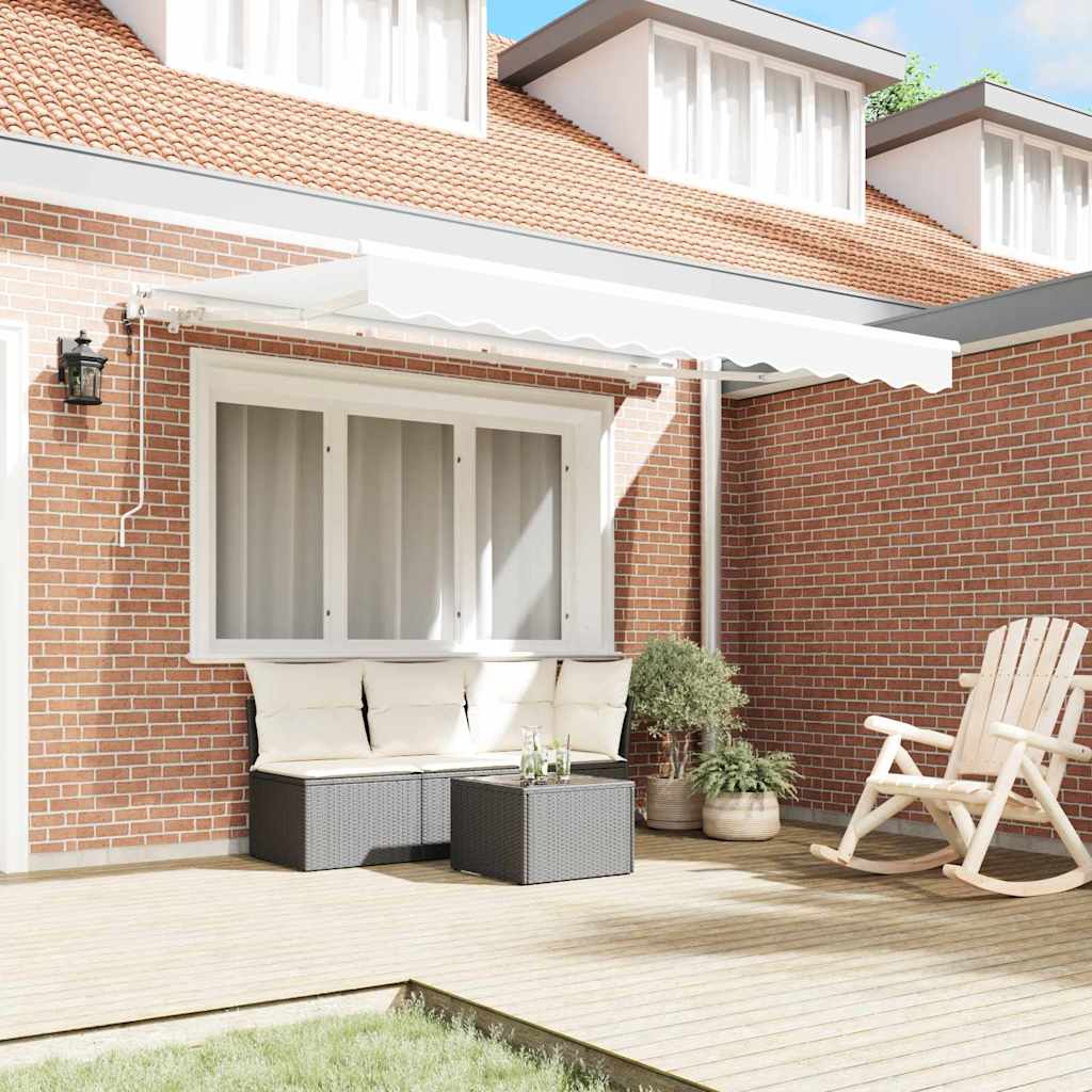 Retractable Awning White 350 x 200 cm Polyester and Aluminium