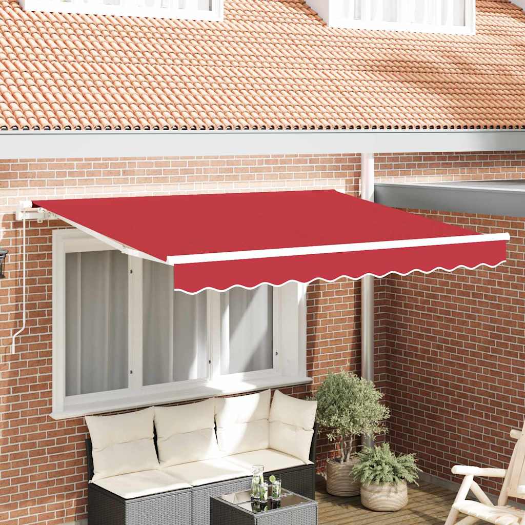 Retractable Awning Red 350 x 200 cm Polyester and Aluminium