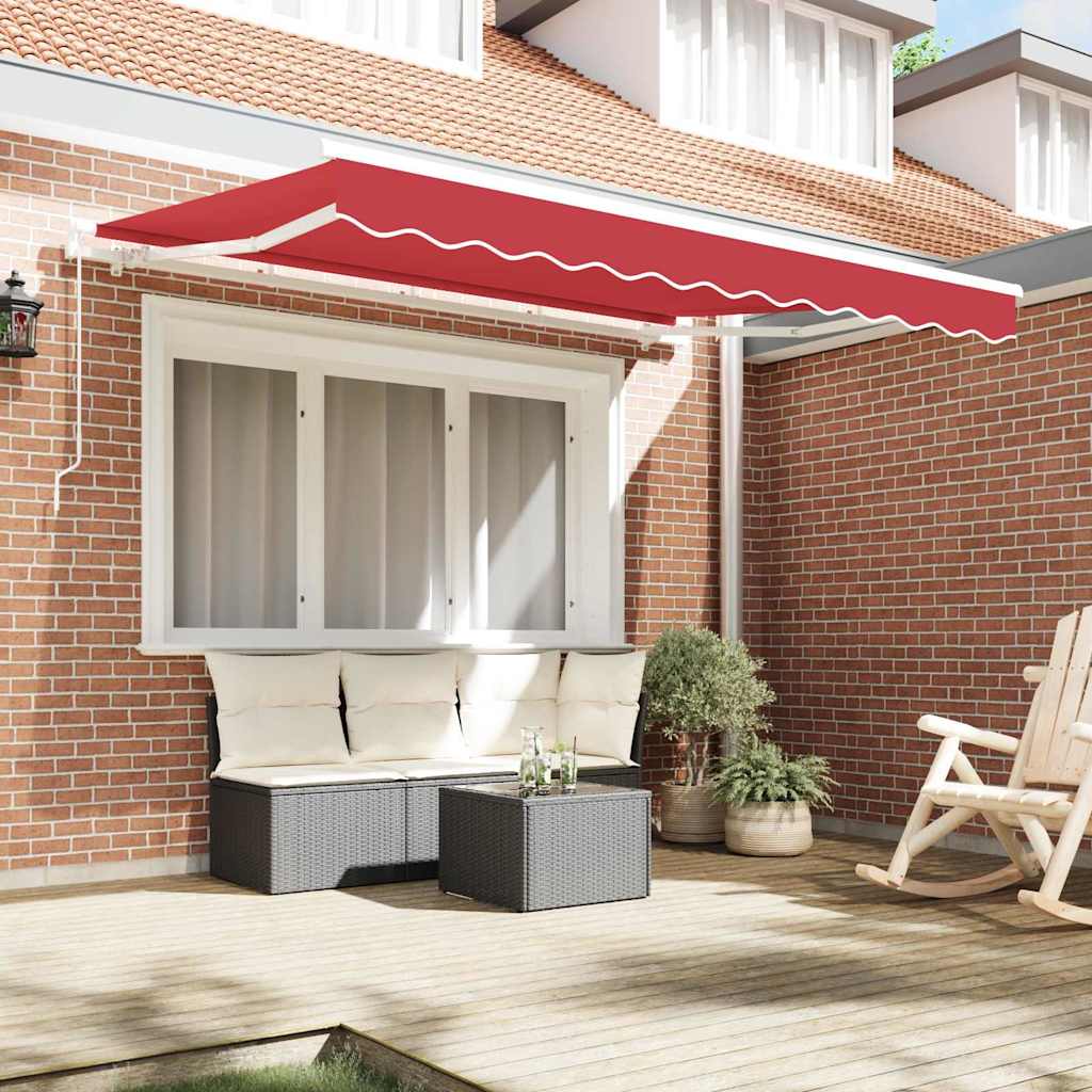 Retractable Awning Red 350 x 200 cm Polyester and Aluminium