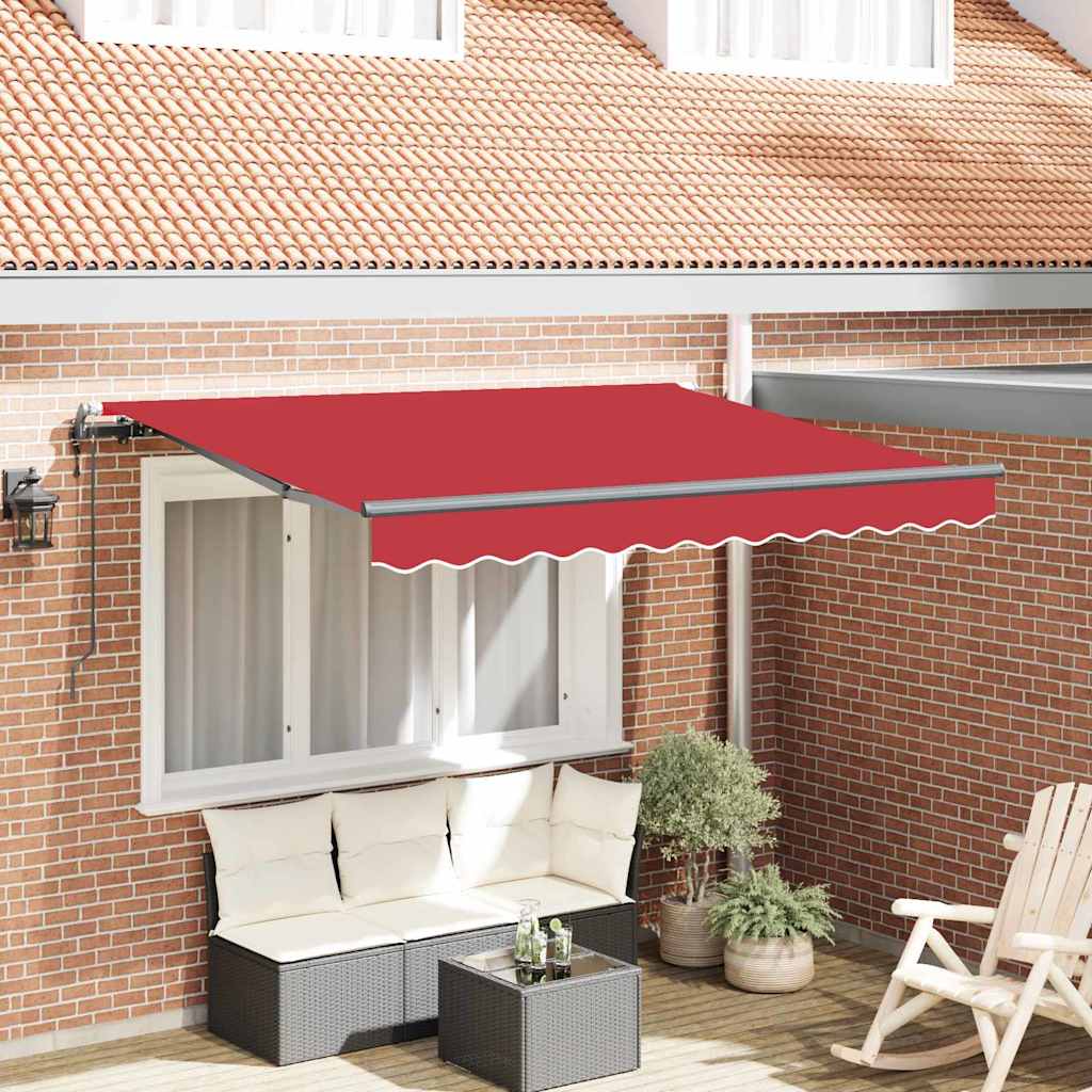 Retractable Awning Red 350 x 200 cm Polyester and Aluminium