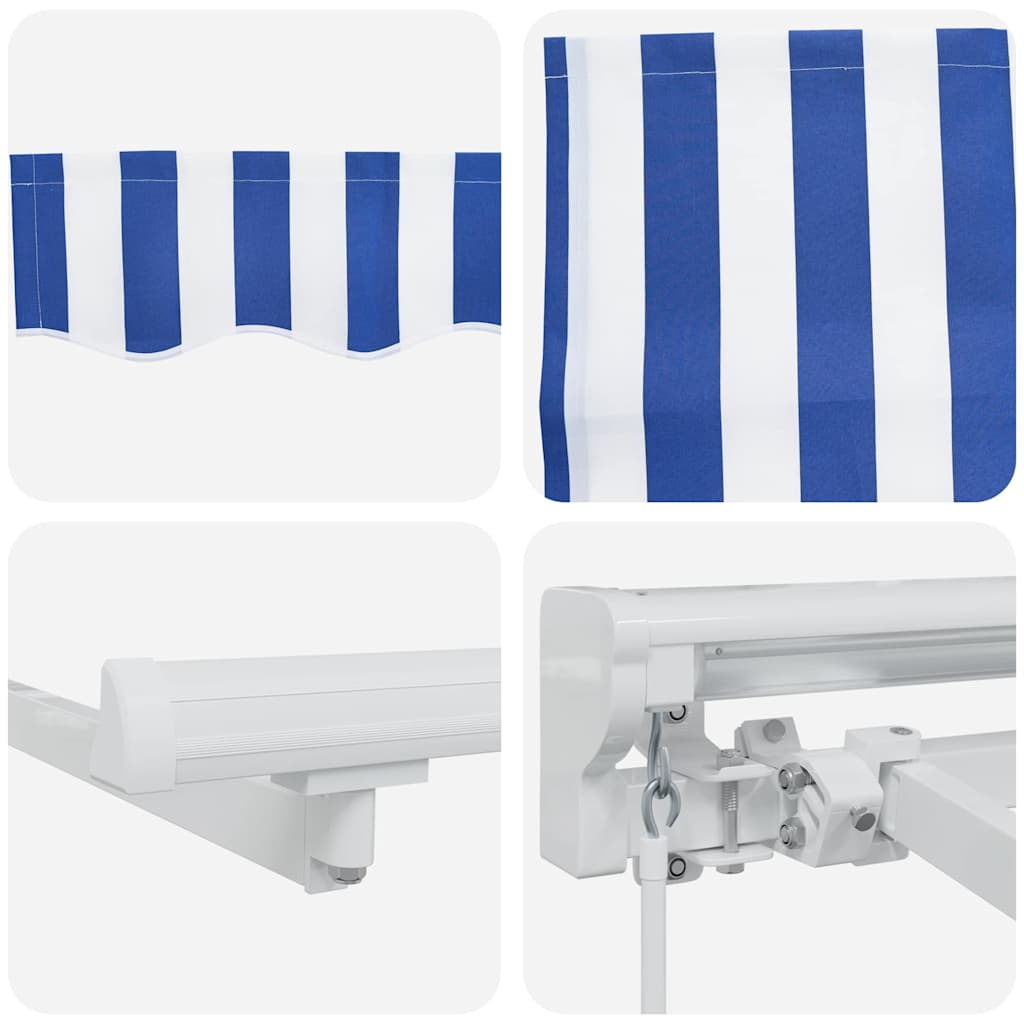 Retractable Awning Manual Blue and White 400x200 cm Fabric