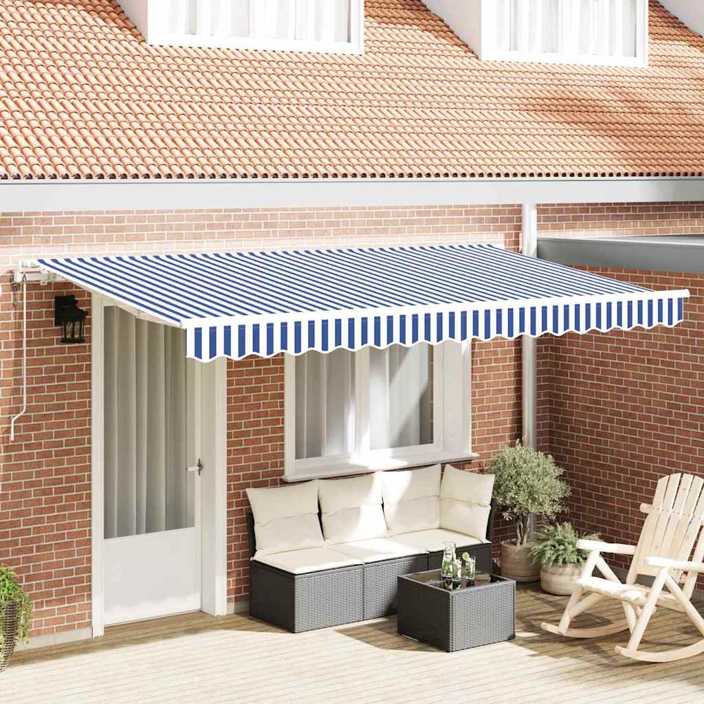 Retractable Awning Blue and White 400 x 200 cm
