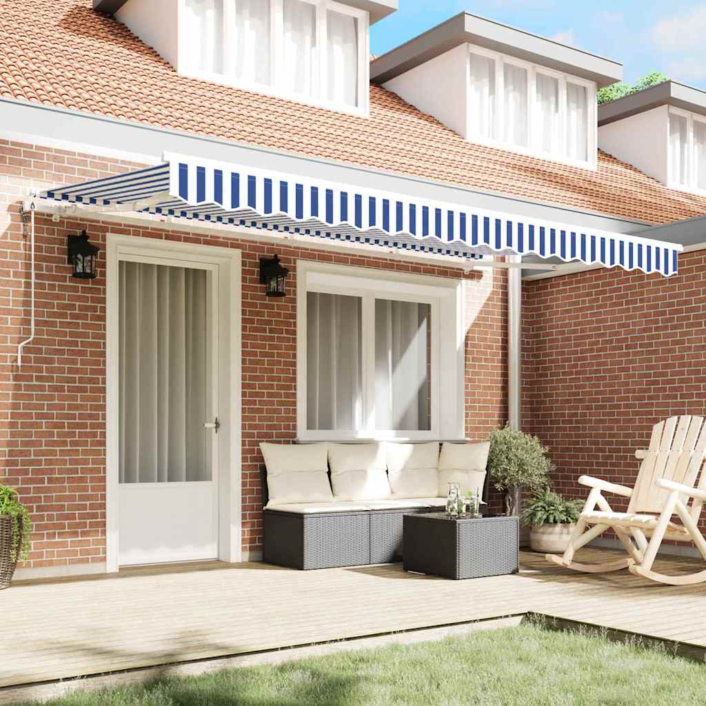 Retractable Awning Blue and White 400 x 200 cm
