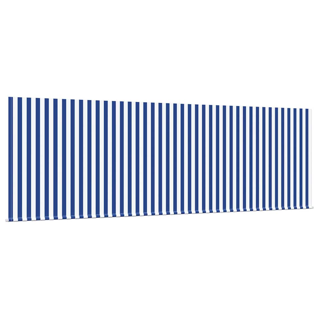 Retractable Awning Manual Blue and White 400 x 200 cm Fabric