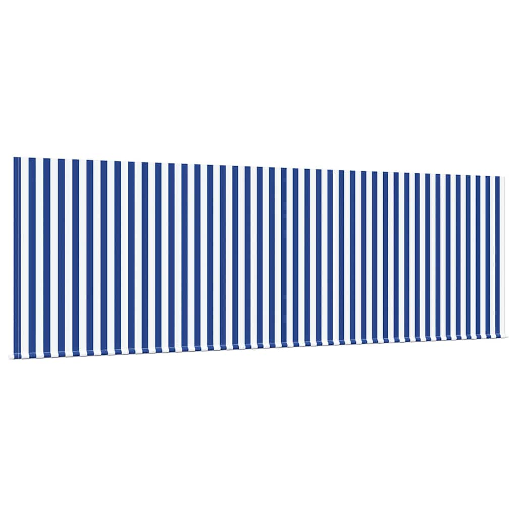 Retractable Awning Manual Blue and white 400 x 200 cm Fabric