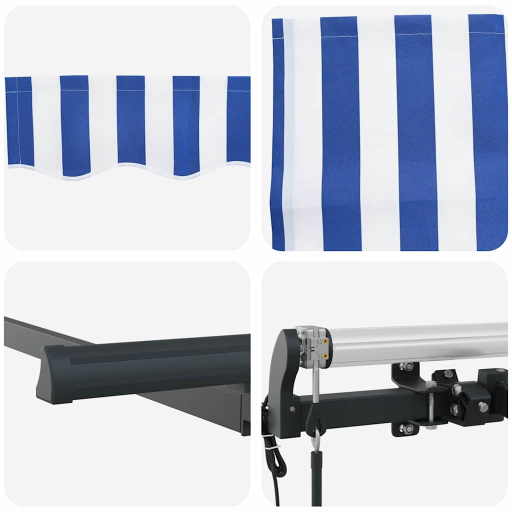 Retractable Awning Blue and white 400 x 200 cm Fabric