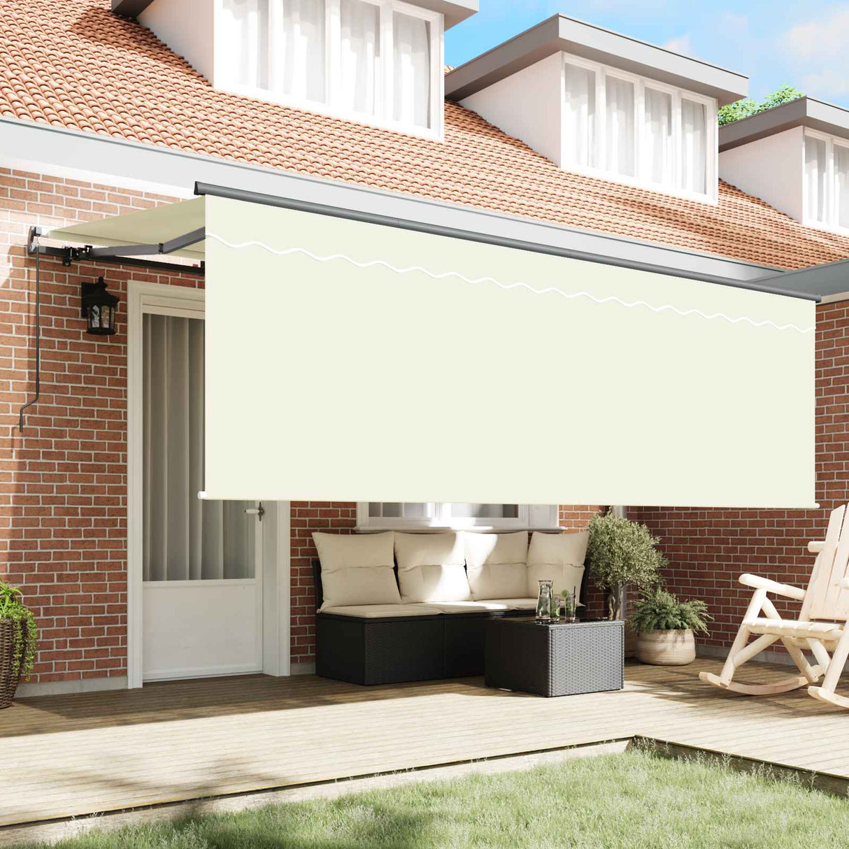 Retractable Awning Cream 400 x 200 cm Polyester and Aluminium