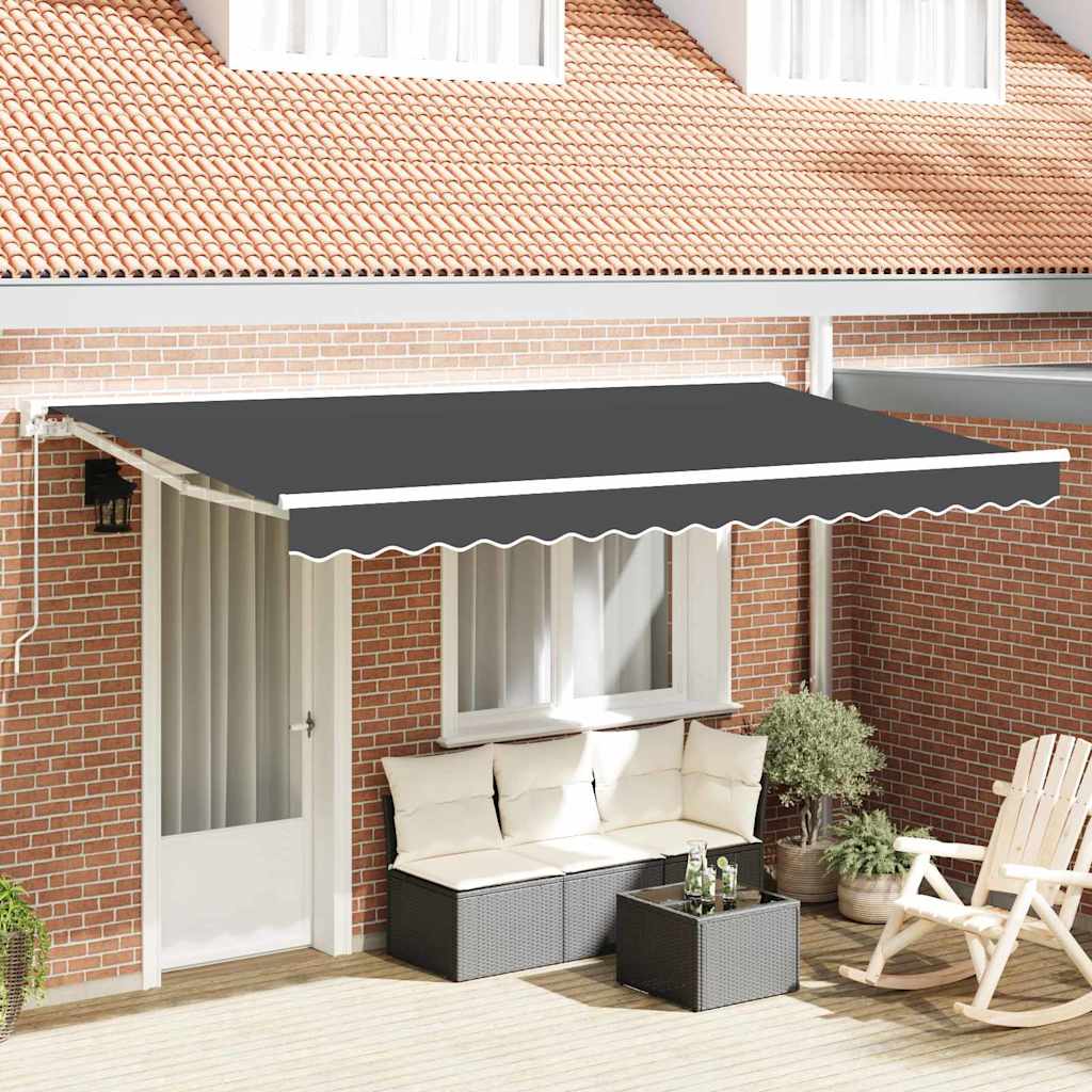 Retractable Awning Anthracite 400 x 200 cm Aluminium and Fabric