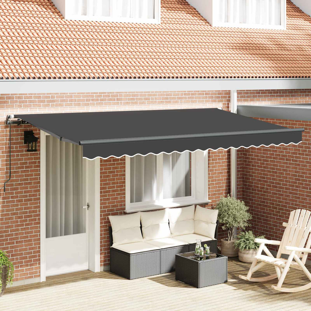 Retractable Awning Manual Anthracite 400 x 200 cm Fabric