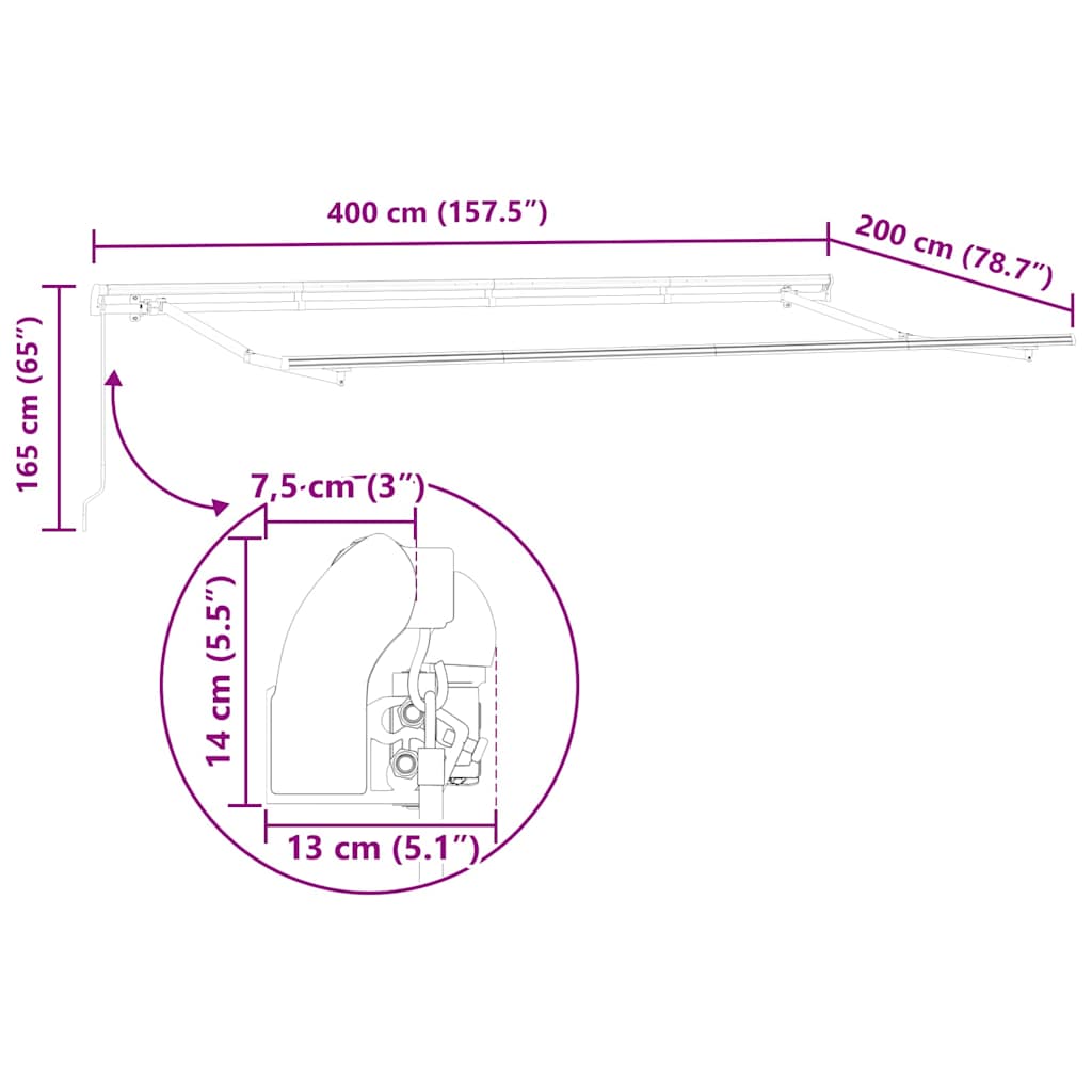 Retractable Awning Multicolour 400 x 200 cm