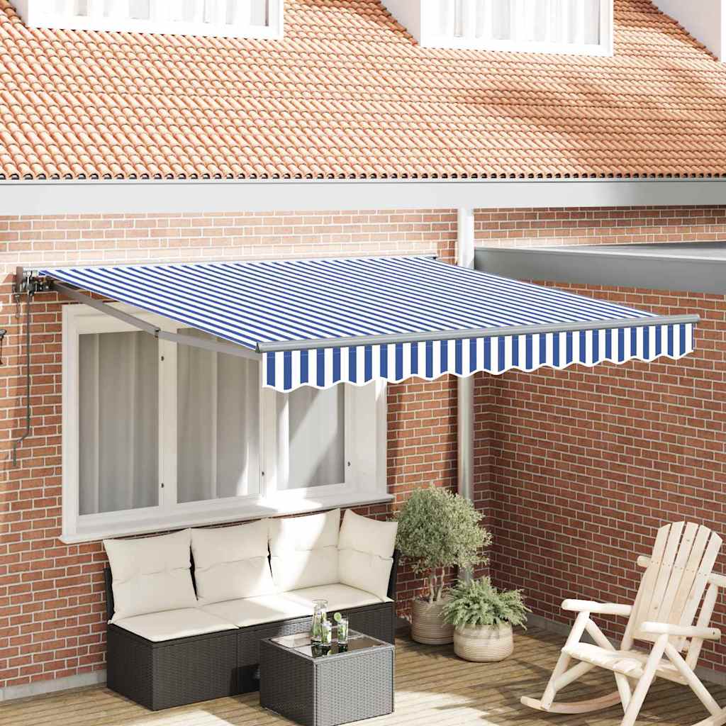 Retractable Awning Blue and White 300x250 cm Fabric
